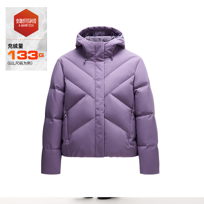 ANTA/安踏春季加厚女子羽绒服短款连帽保暖休闲羽绒服/162517912S