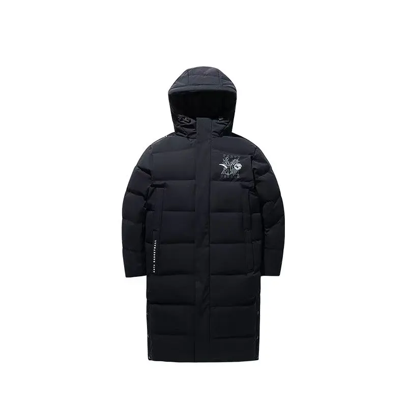 安踏CUBAL男子长羽绒服篮球系列户外运动保暖连帽羽绒服