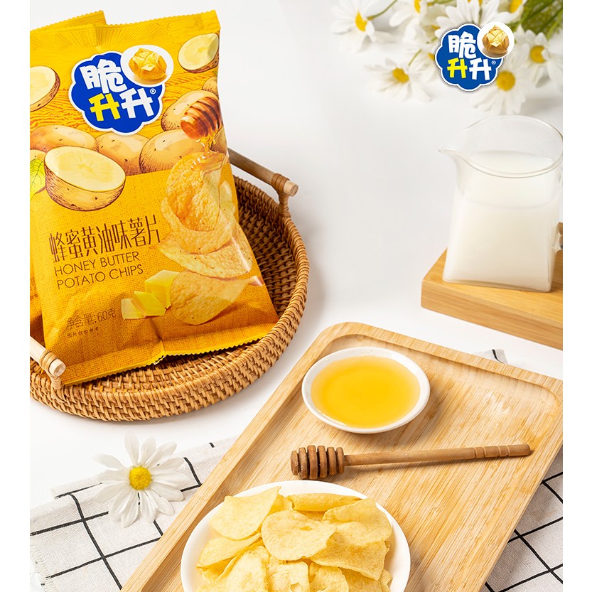 脆升升蜂蜜黄油味薯片零食 60克*10包酥脆薯片休闲食品解馋小零食