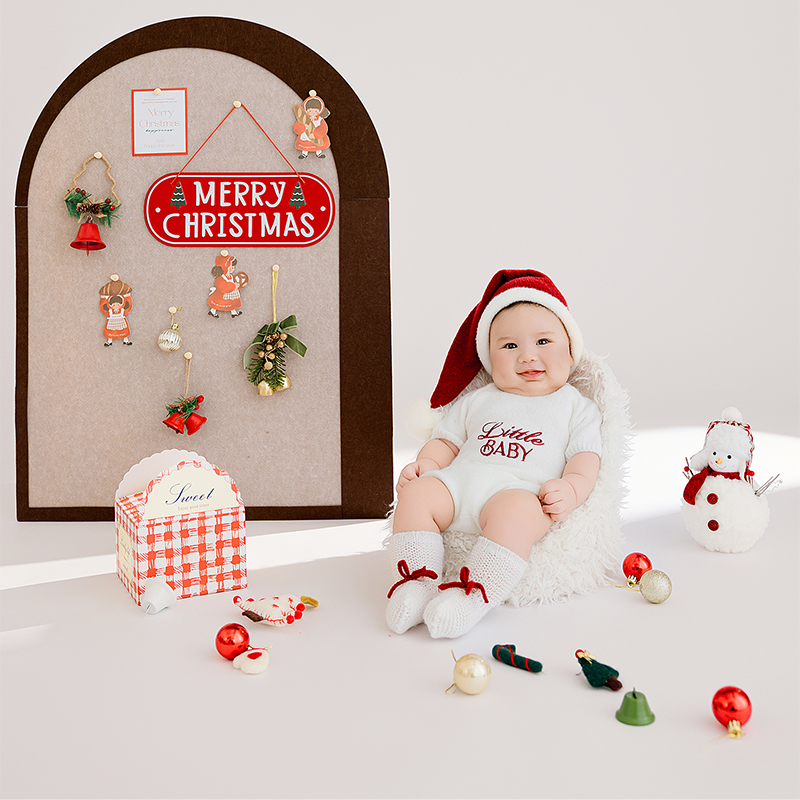 UM宝宝圣诞主题拍照衣服百天宝宝摄影服装婴儿拍照道具影楼主题