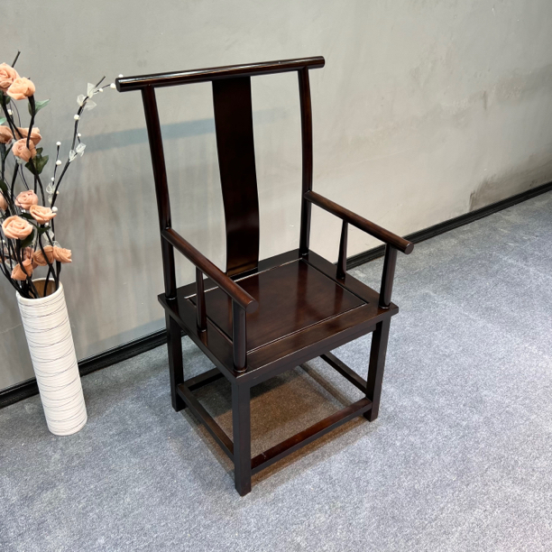 刚果黑檀平头官帽椅黑檀新中式圈椅四出头官帽茶桌椅主人椅书桌椅