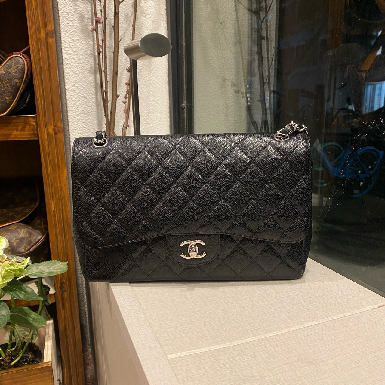 95新 Chanel/香奈儿 jumbo黑银单肩包17开裸包