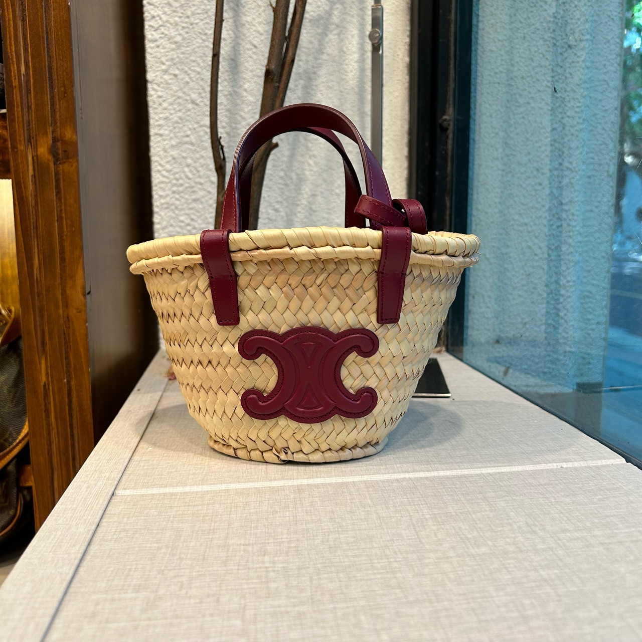 99新 Celine/思琳 Celine 红色草编包8796729