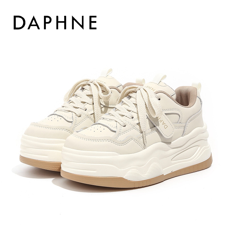 Daphne/达芙妮小白鞋女款2025秋季透气时尚百搭厚底增高休闲女鞋