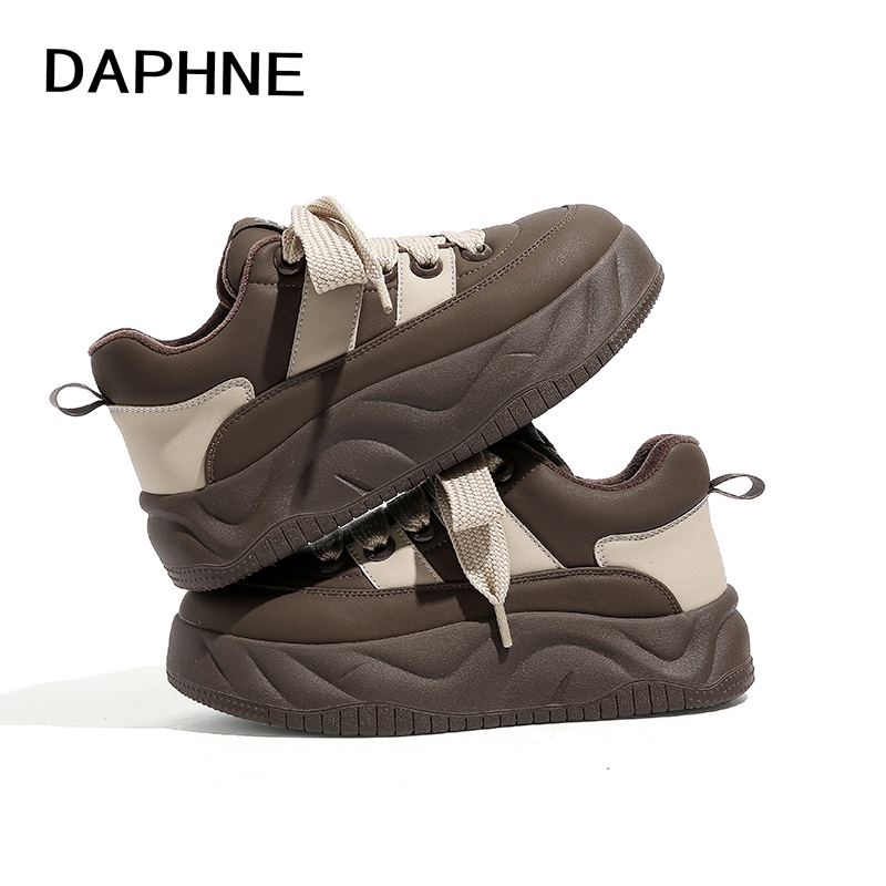 DAPHNE达芙妮2023冬季加绒面包板鞋女可爱云朵超软鞋休闲轻便圆头