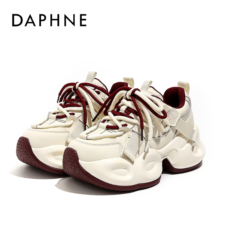 Daphne/达芙妮2025秋季新款厚底安哥拉红老爹鞋时尚百搭透气女鞋