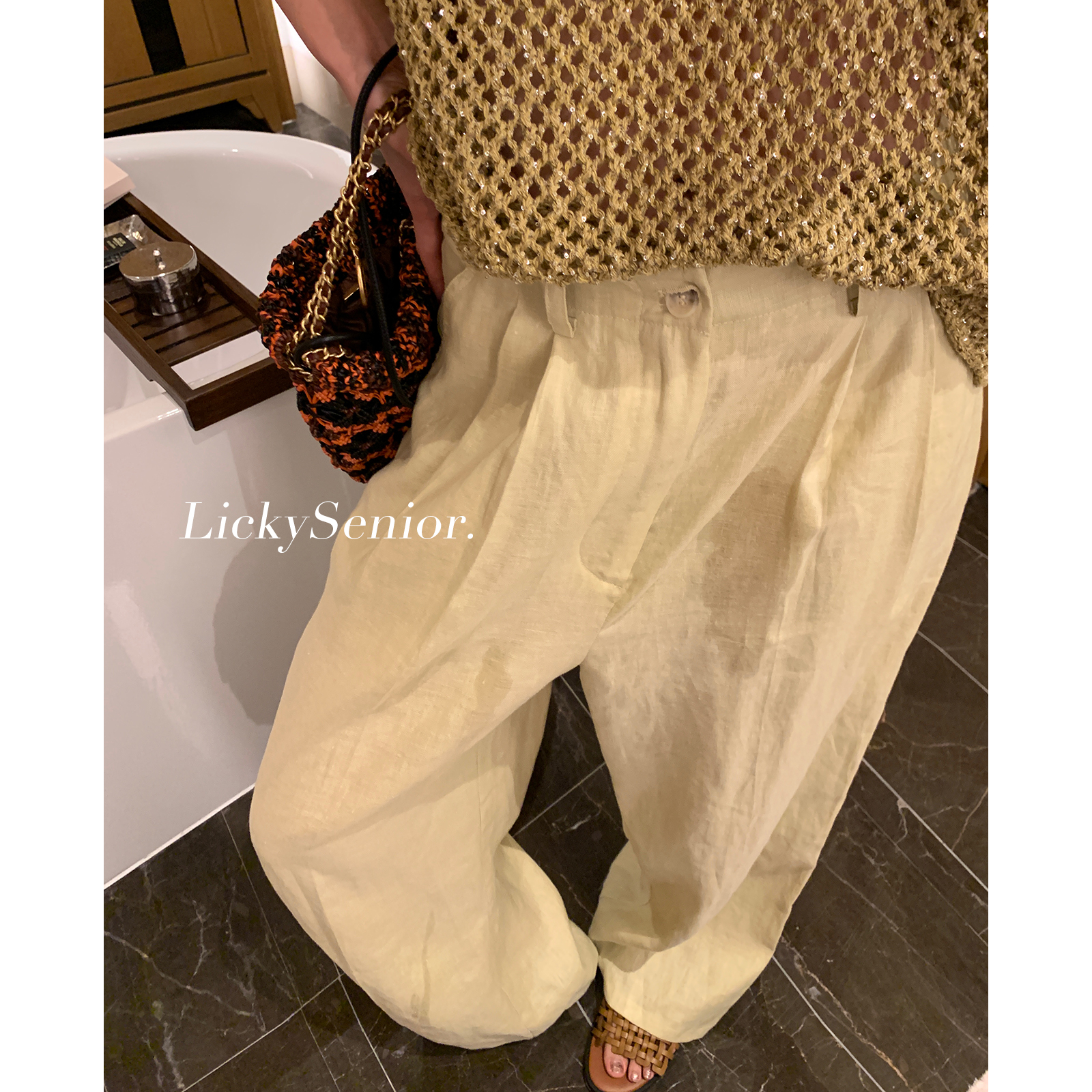 LICKYSENIOR 口碑神裤 设计师系列 软麻长裤子女夏季薄款休闲防晒