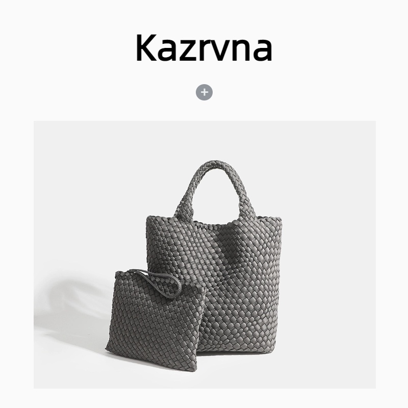 Kazrvna百搭大号尼龙纯色风手工编织包时尚潮流爆款女士单肩包