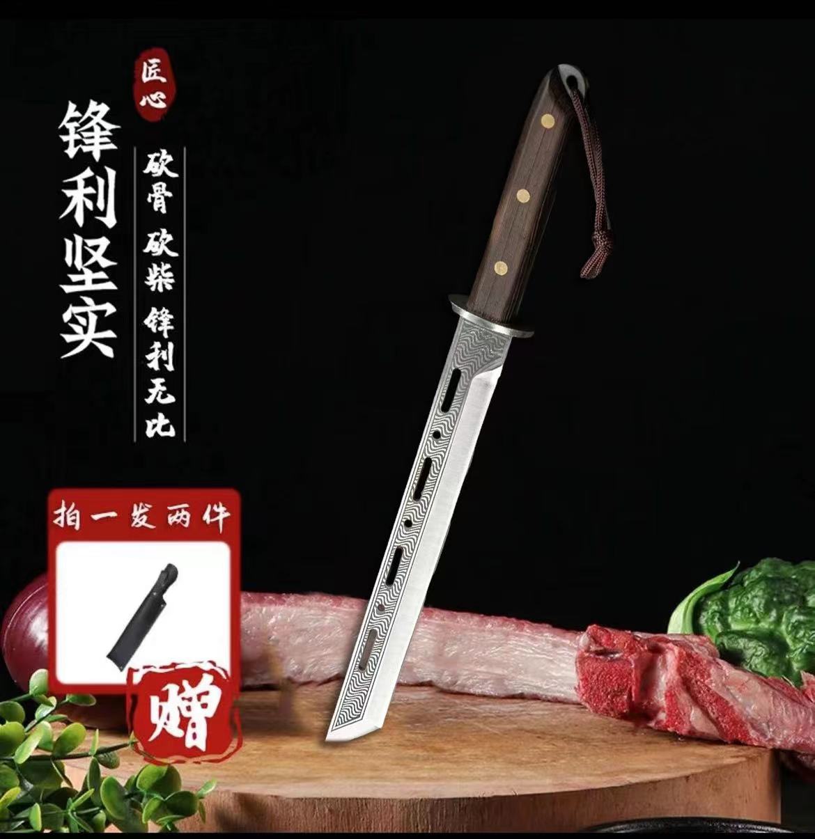 云珀【水波纹】砍骨刀手工锻打户外厨房料理菜刀多功能厨房家用