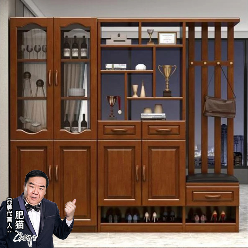 实木客厅玄关隔厅柜鞋柜现代简约隔断柜入户储物柜带衣帽架间厅柜