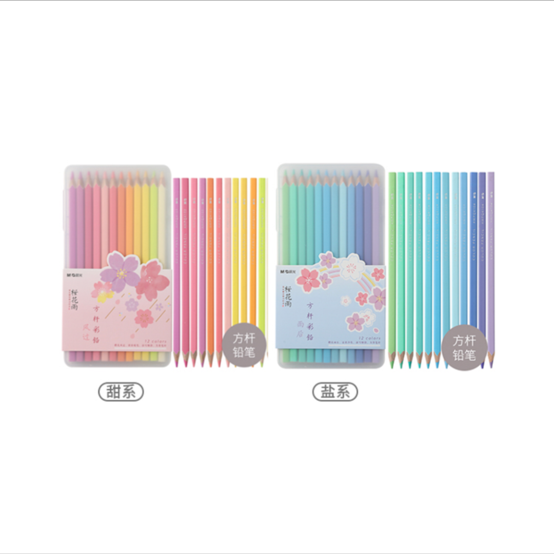 Q4104 樱花雨方杆彩铅-盐系12色