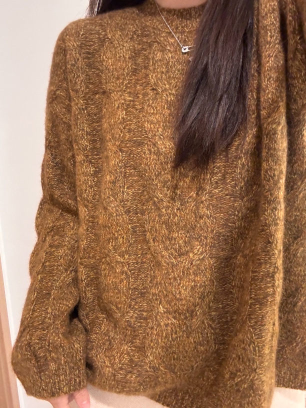 【MOMO新款花纱加厚四股】桑蚕丝羊绒麻花套头衫