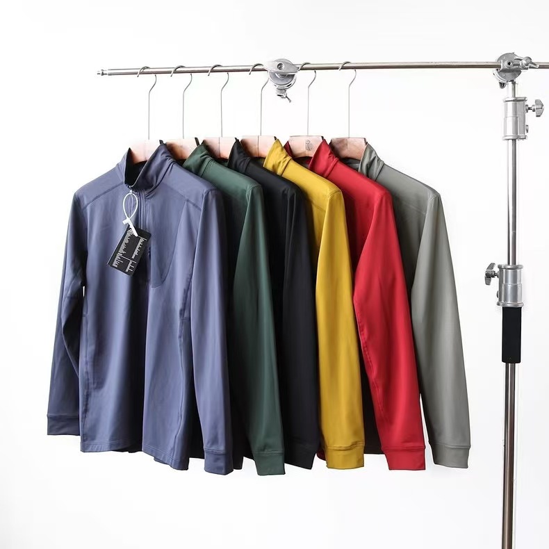 轻量户外机能保暖内里男长袖半拉链运动休闲高弹力立领T恤男士