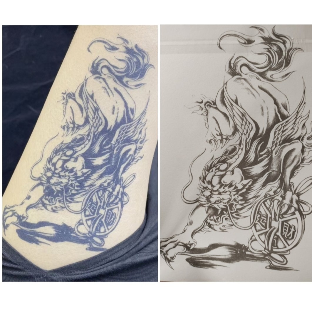 麒麟貔貅麒麟买一送一，半臂款 草本纹身贴纸，防水防磨不反光