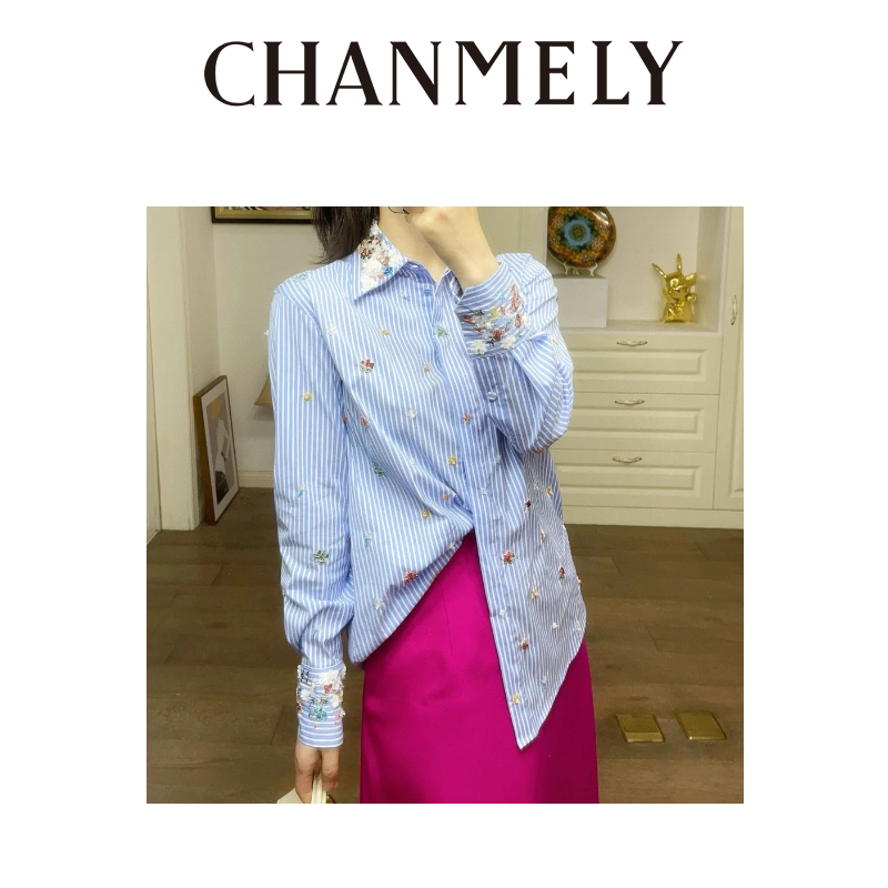 【CHANMITY】24/FW手工钉珠高定时髦感衬衫024154