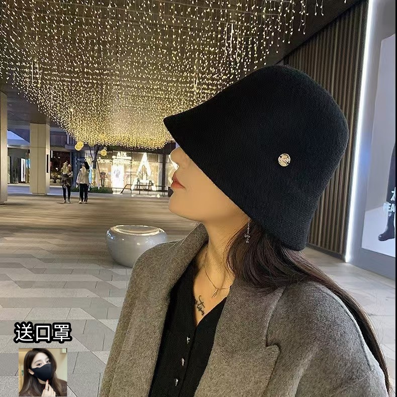 新款黑色渔夫帽女显脸小百搭水桶盆帽春秋季简约帽子