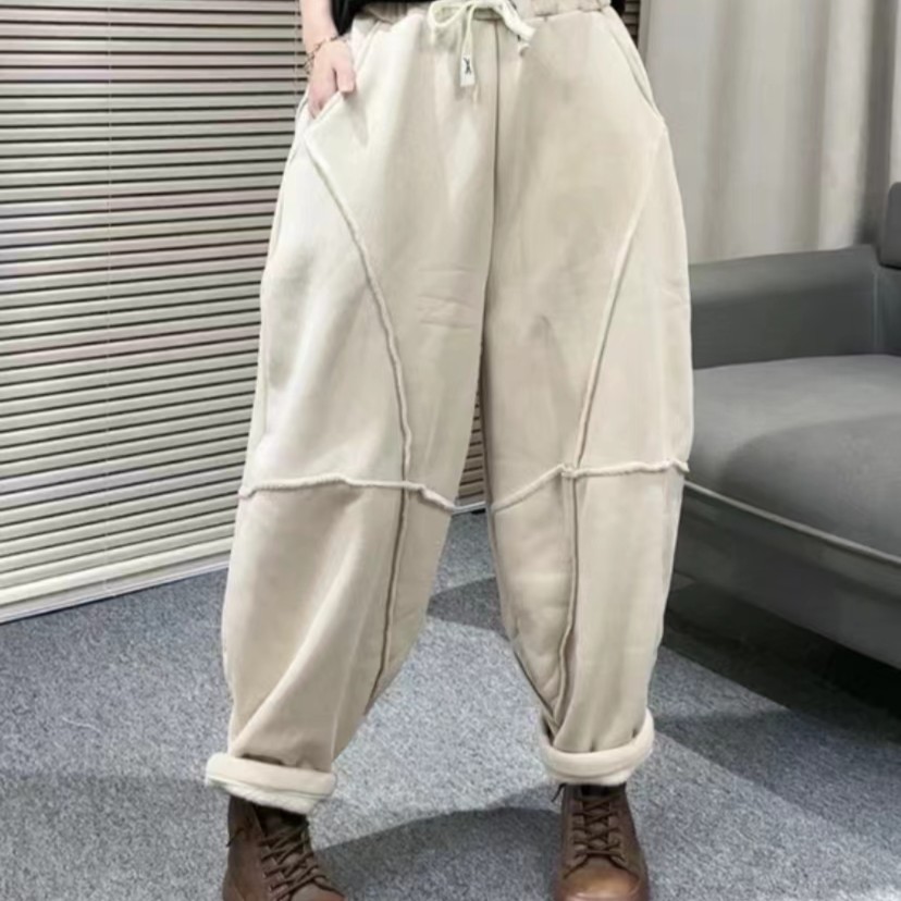 新款加绒冬季潮流时尚百搭宽松女士卫裤（裤长93臀围162）