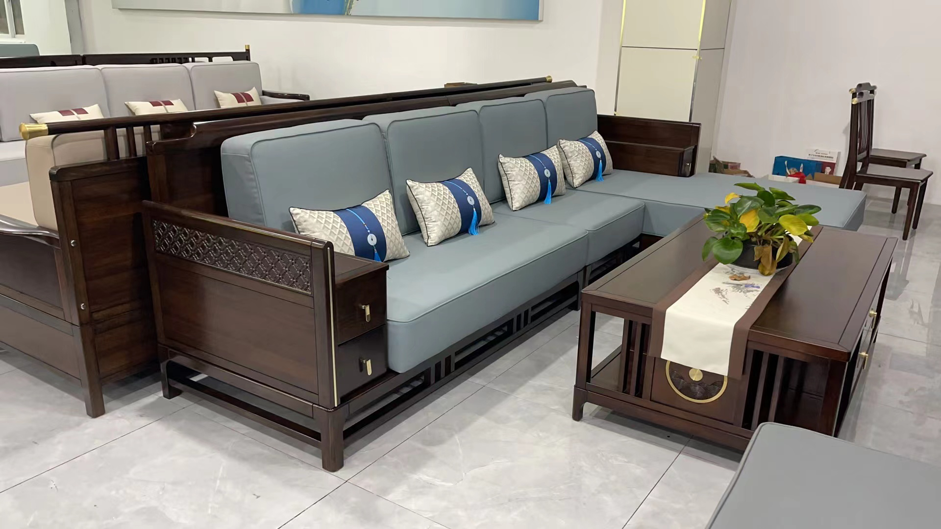 新中式沙发茶几别墅实木家具