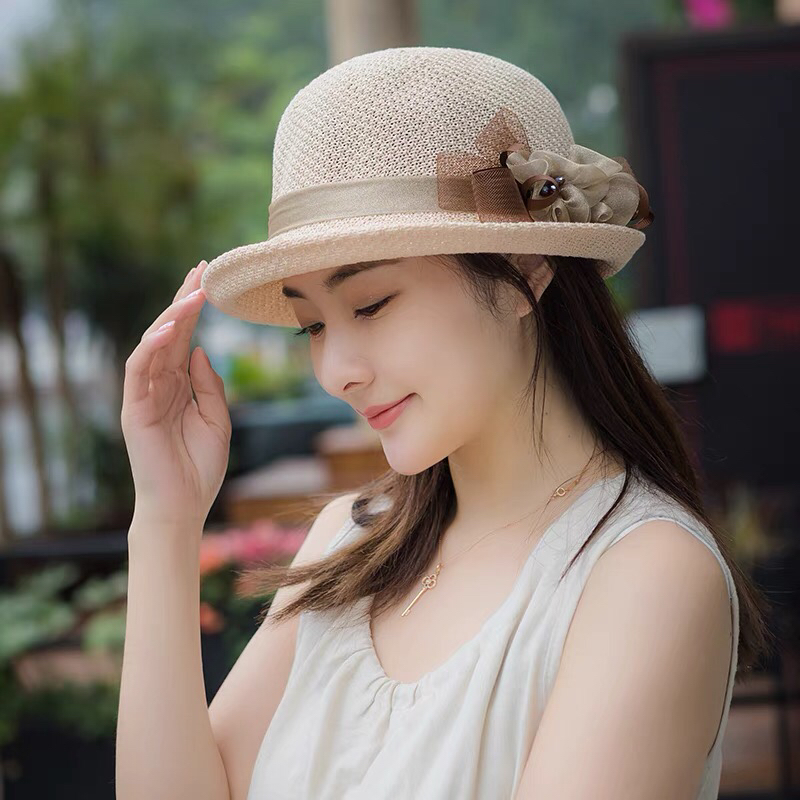 礼帽女英伦风渔夫帽夏季气质名媛赫本风时尚太阳帽卷边帽子女