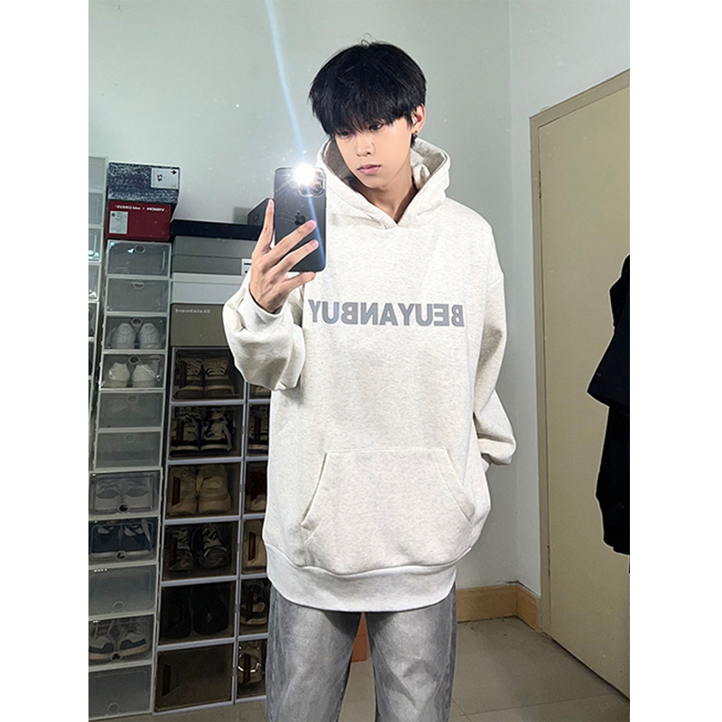 oversize重磅美式复古卫衣男款秋冬潮牌连帽衫硬挺高街情侣装外套