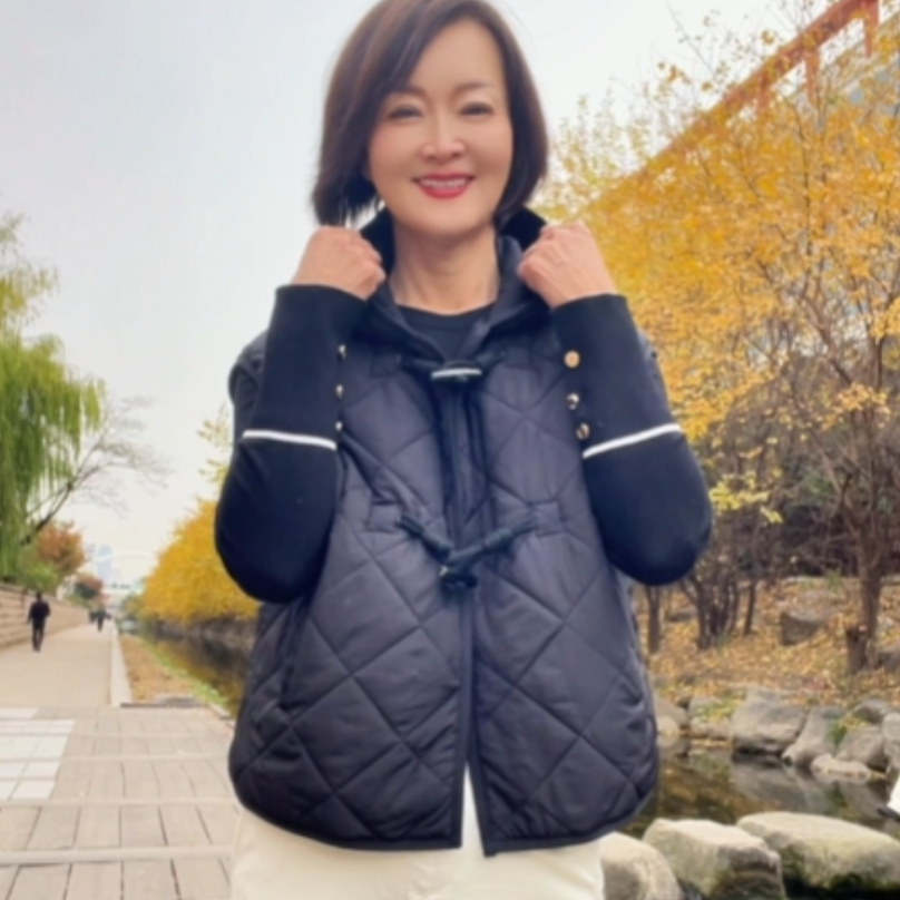 【不要上架】韩国冬大角扣时尚宽松压棉女士中老年厚马夹