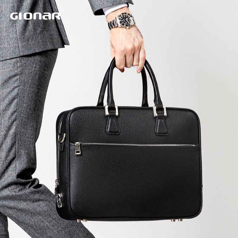 GIONAR密码锁防盗高端男士商务公文包电脑包商务包包大容量手提包