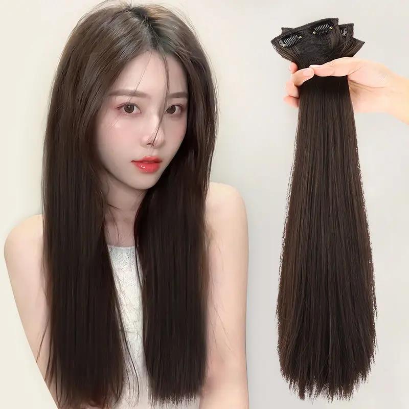 透气假发片女长发三片式仿真头发蓬松可扎隐形补发直销自然不伤发