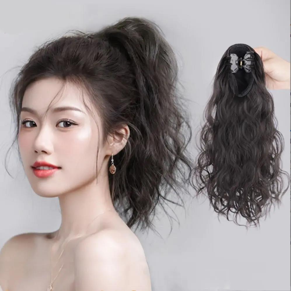 假发女马尾网红韩式抓夹梨花卷自然无痕仿真发短发高马尾麻花辫子
