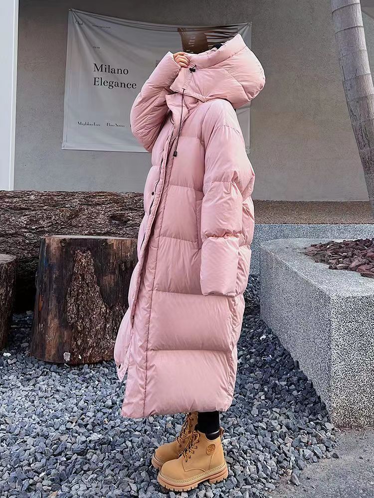 秋冬季羽绒棉服2023冬季长款过膝羽绒棉服女韩版宽松大被子羽绒