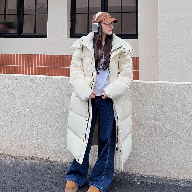 秋冬季绒服女长款过膝2023冬季韩版加厚羽绒衣oversize面包