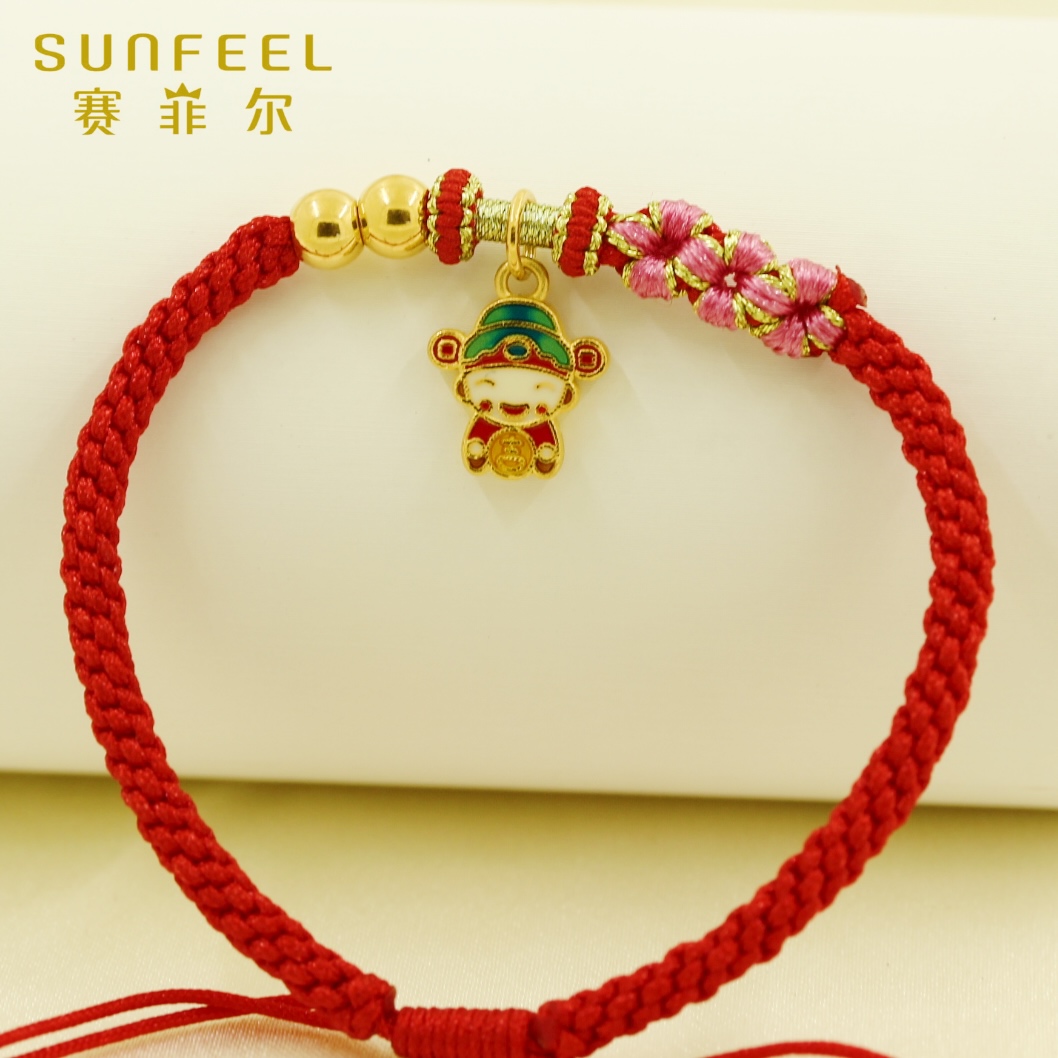 女神节活动【赛菲尔3D精品】足金黄金999手绳财神招财手工编织时尚