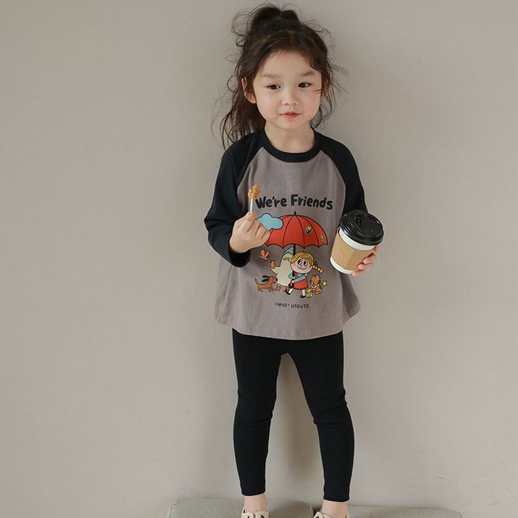 【小扬哥推荐】儿童T恤长袖2023春新款T恤女儿童打底衫韩系穿搭体