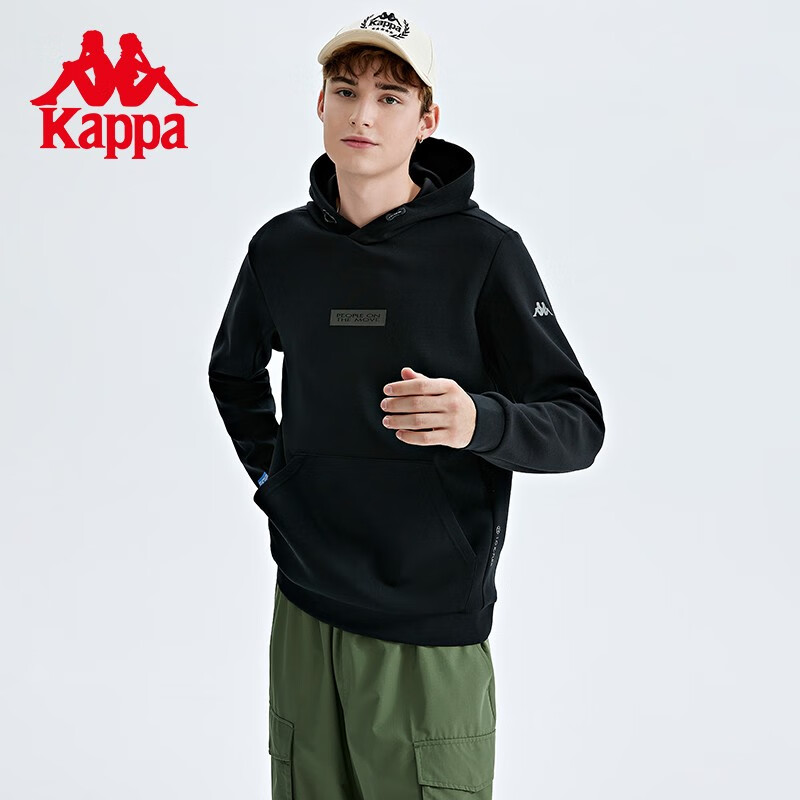 卡帕kappa套头帽衫男秋连帽运动卫衣时尚针织休闲长袖K0C52MT40