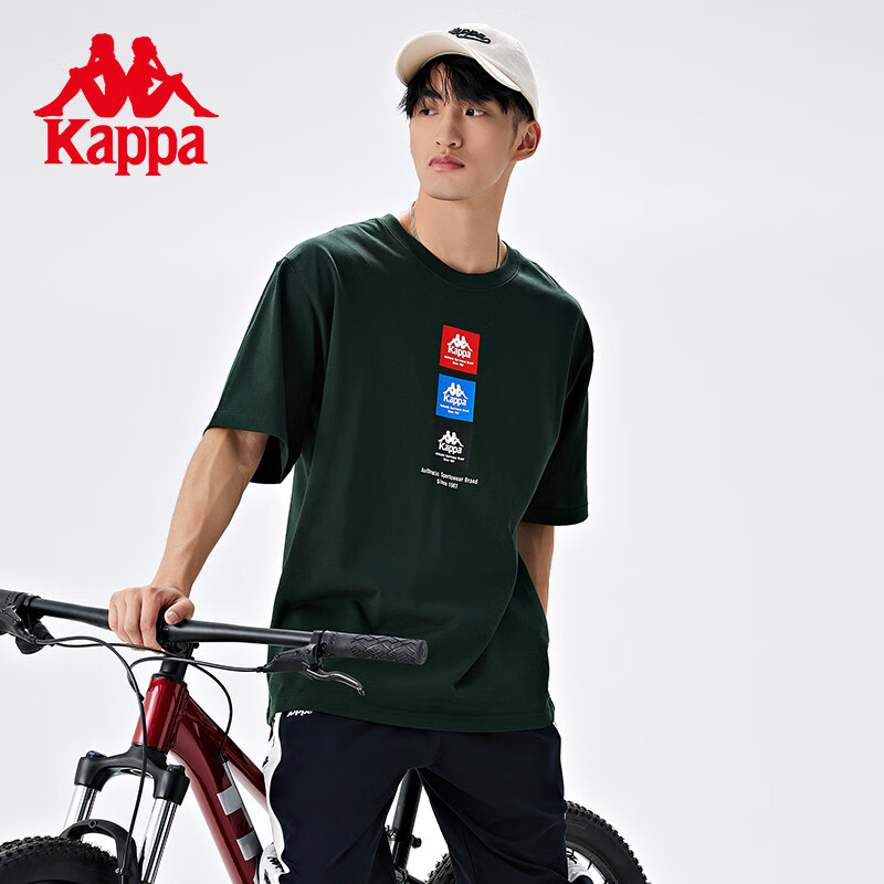kappa卡帕短袖2023新款男印花运动短袖休闲T恤夏季半袖K0D52TD79