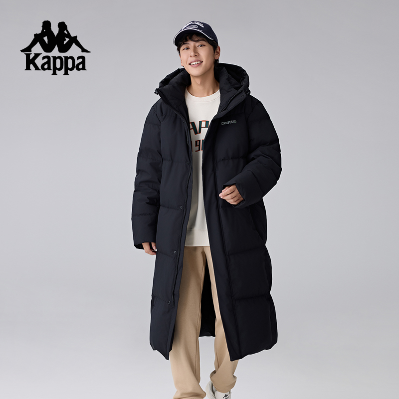 Kappa卡帕背靠背2024新款冬季长款羽绒服运动外套男士保暖防寒服