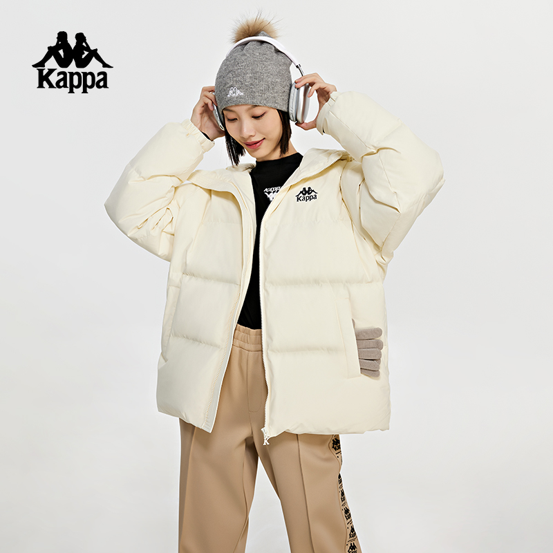 卡帕Kappa羽绒服2023情侣男女冬连帽户外保暖面包服K0DZ2YY35D