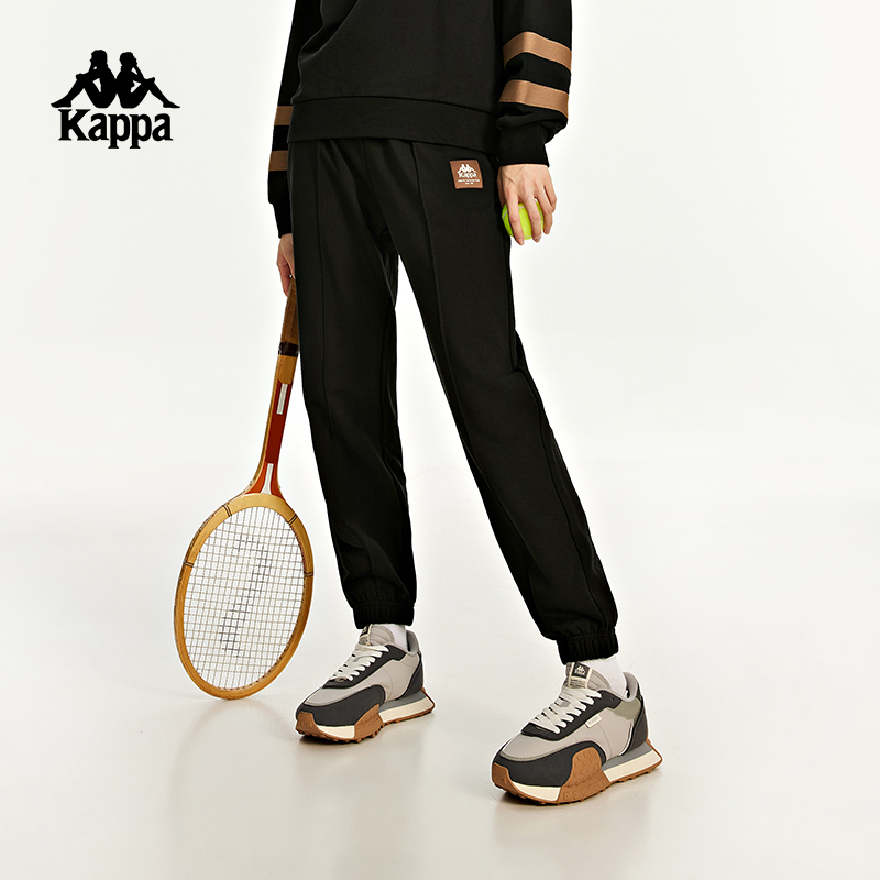 kappa卡帕运动裤新款女秋长裤针织休闲裤收口小脚卫裤K0D62AK18P