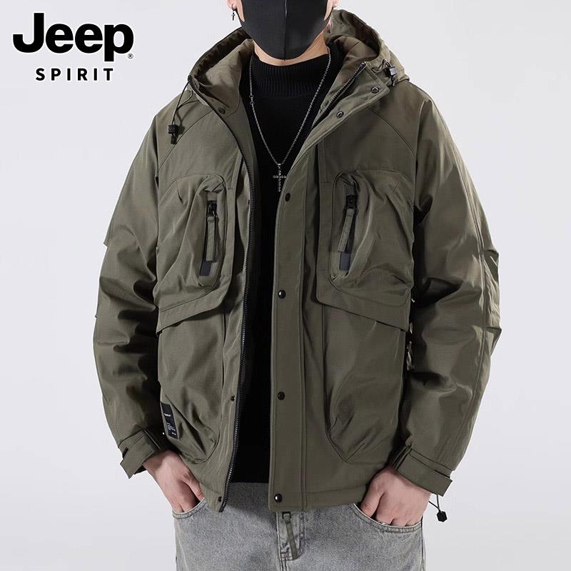 Jeep吉普羽绒服男士秋冬款潮流美式工装户外休闲加厚保暖外套男款