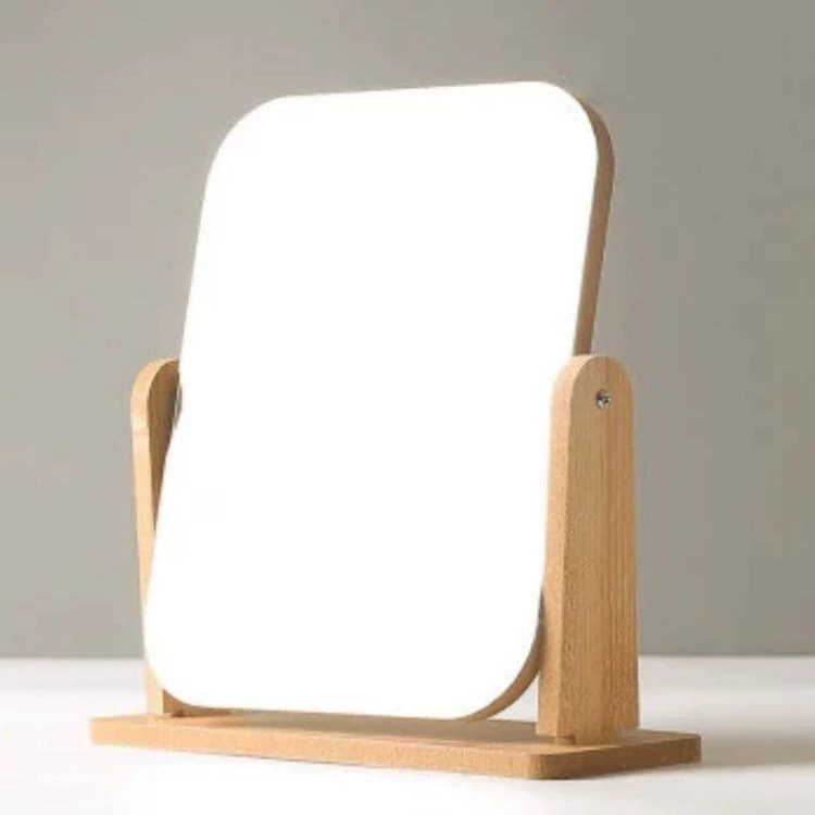 台式化妆镜木质单面高清梳妆镜化妆镜宿舍寝室卧室桌面镜子美容