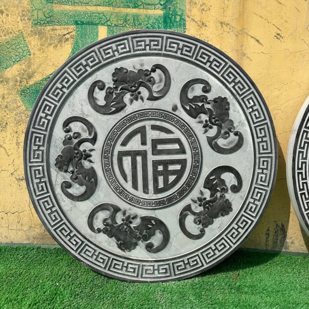 石雕浮雕圆形五福临门