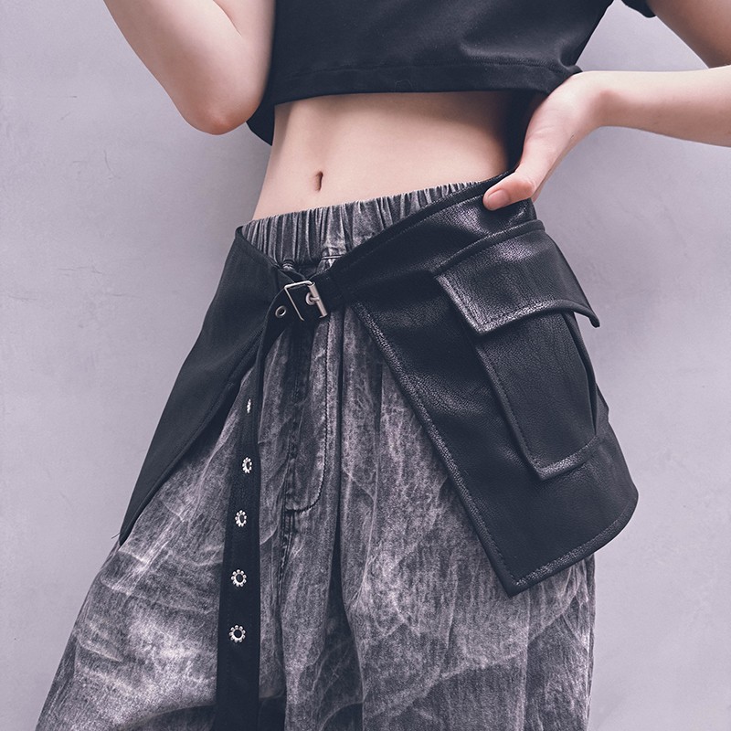 冷大娘定制 男女童宝宝腰封PU皮爵士百搭半身时尚不规则亲子款