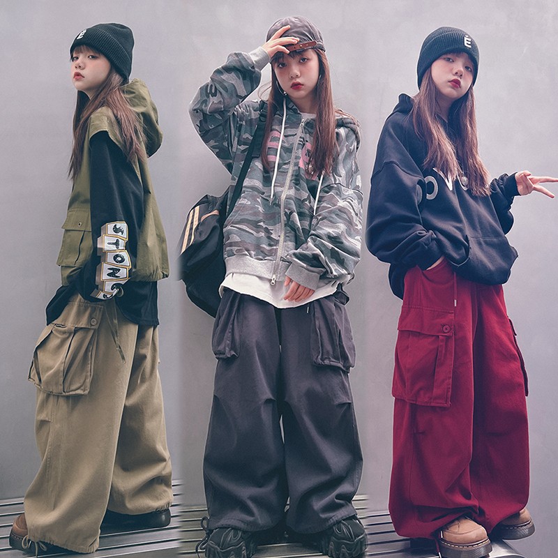 冷大娘定制男女儿童降落伞裤休闲工装裤街舞运动百搭宽松紧腰裤子