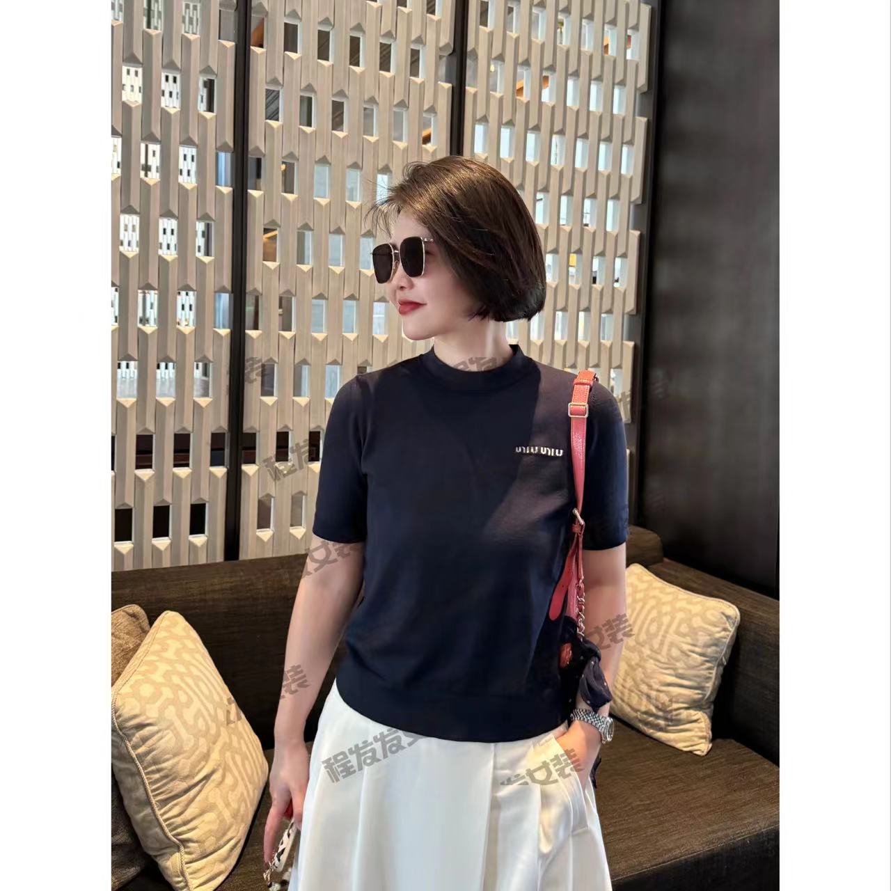 【程发发】(尘圆）天丝中领百搭简约显瘦短袖T恤F1382