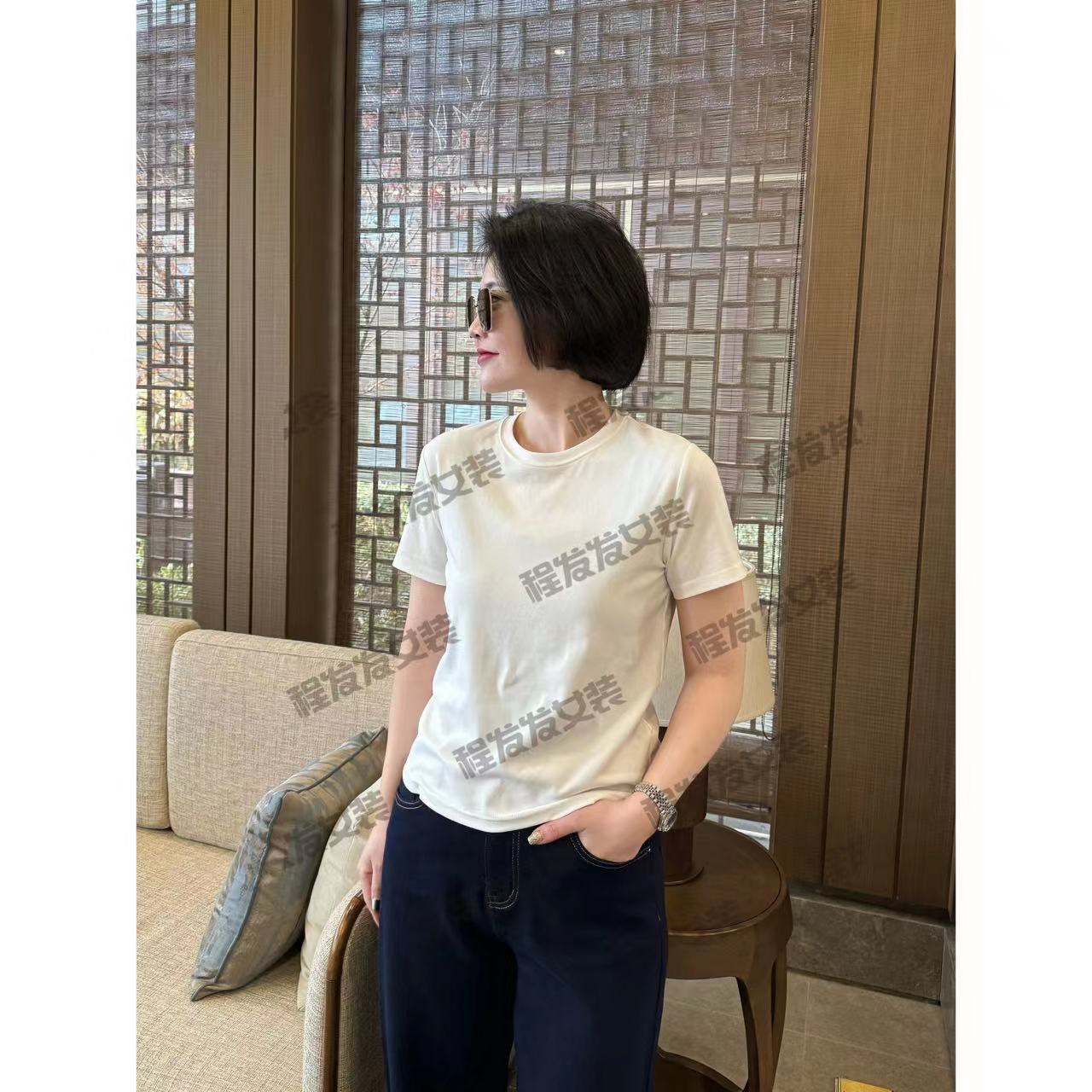 【程发发】（尘圆）新款百搭简约纯色圆领T恤F1127
