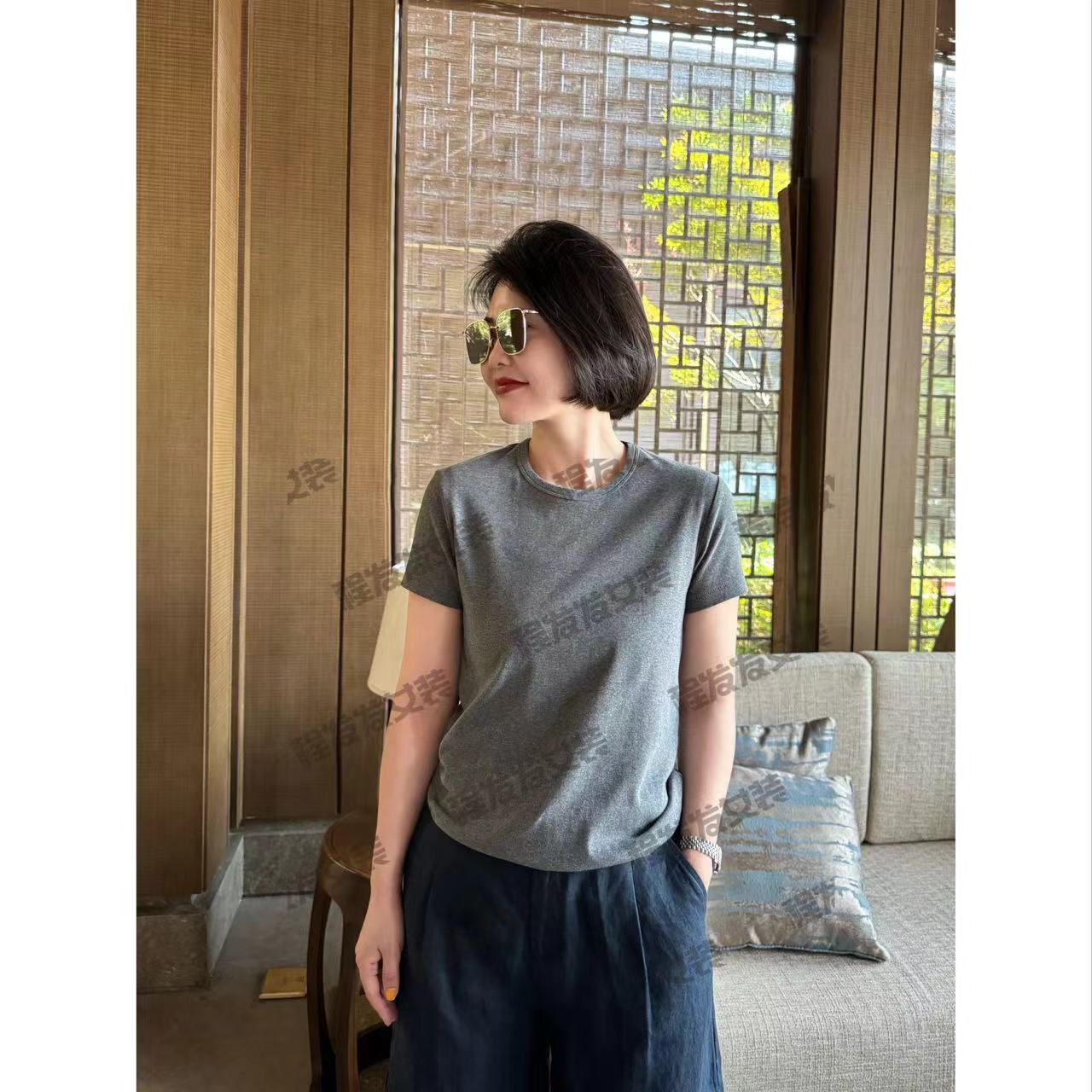 【程发发】(尘圆）女士时尚休闲百搭夏季短袖T恤F1403