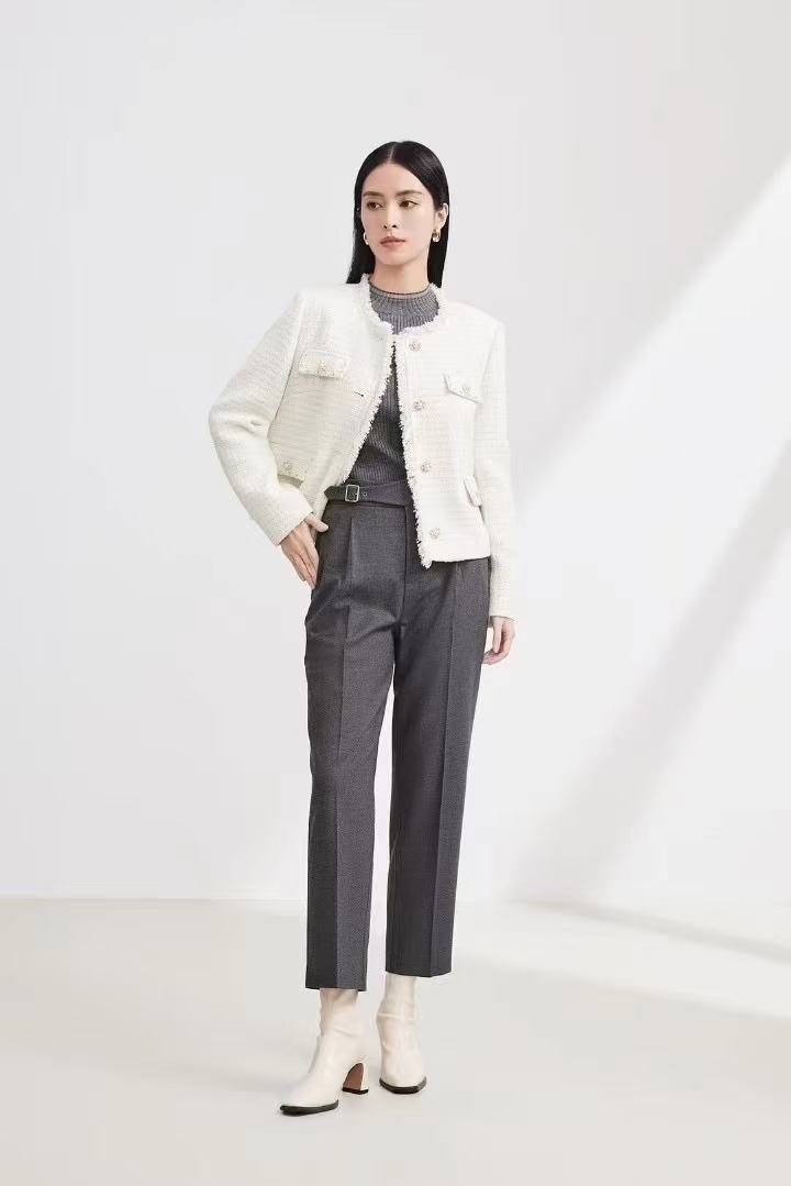 Ditto/迪图DVDC321白色小香风外套时尚粗花呢