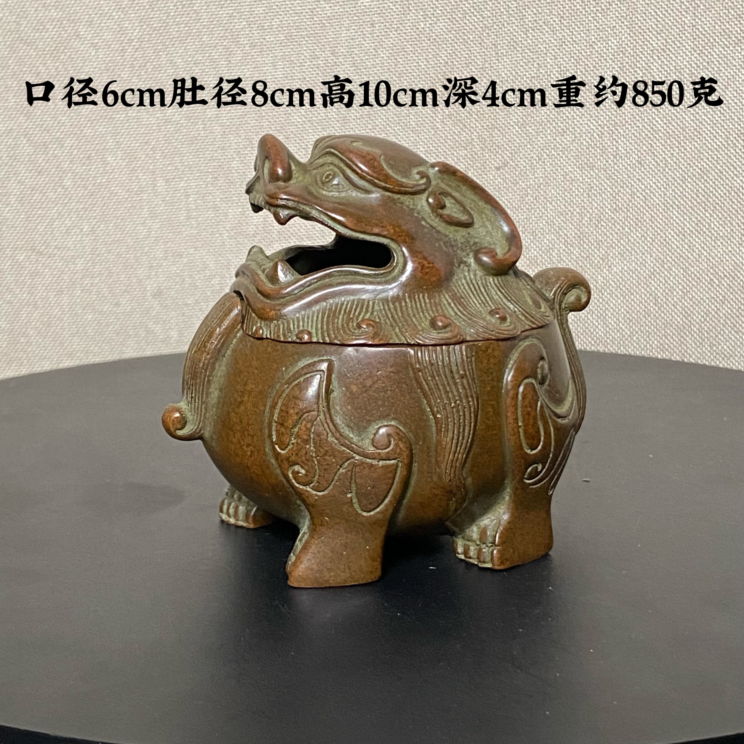 纯铜仿古苏工精工狻猊瑞兽貔貅朝天吼熏香炉大明宣德炉