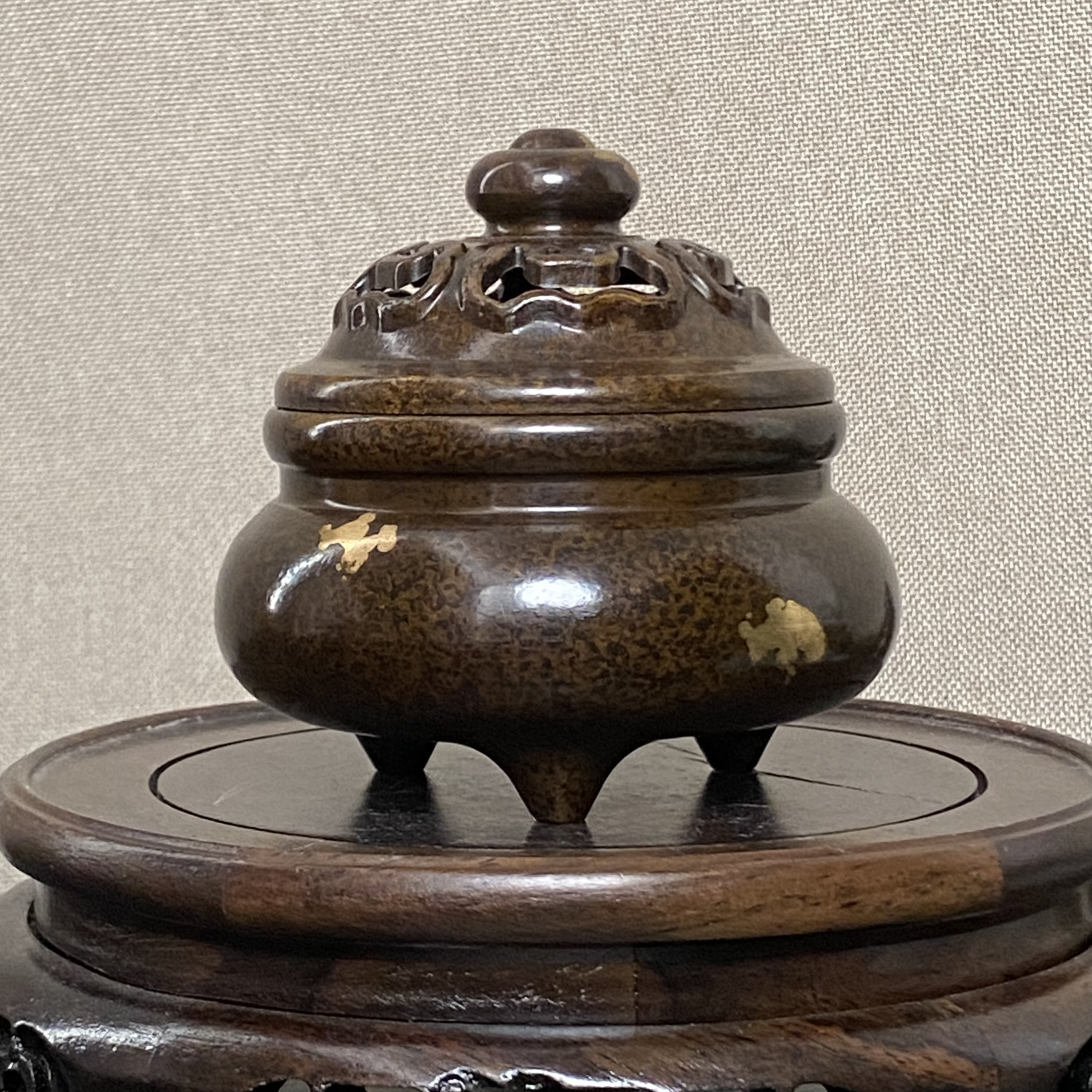 纯铜仿古苏工精工点金宣德炉五福三足炉熏香炉