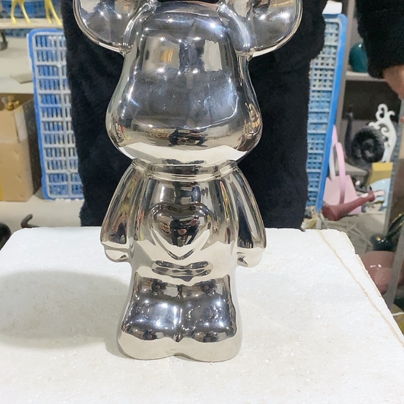 【闪购商品】陶瓷摆件电镀银爱心熊
