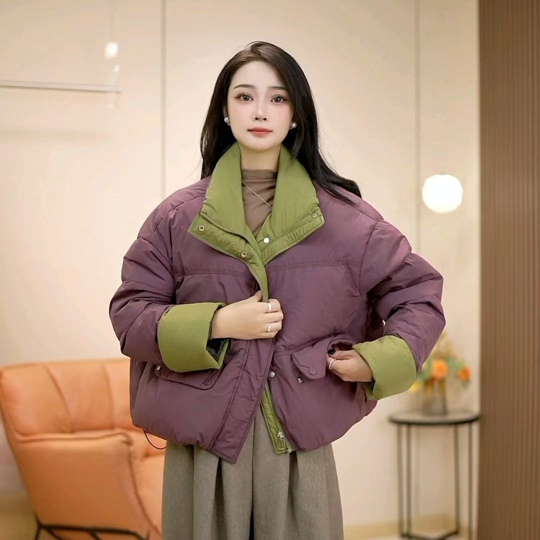 YUE专属 魅瑜白鸭绒羽绒服女2025冬季新款时尚外套 韩版拼接短款